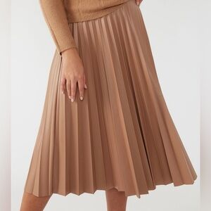 Camel A-Line Pleated Skirt